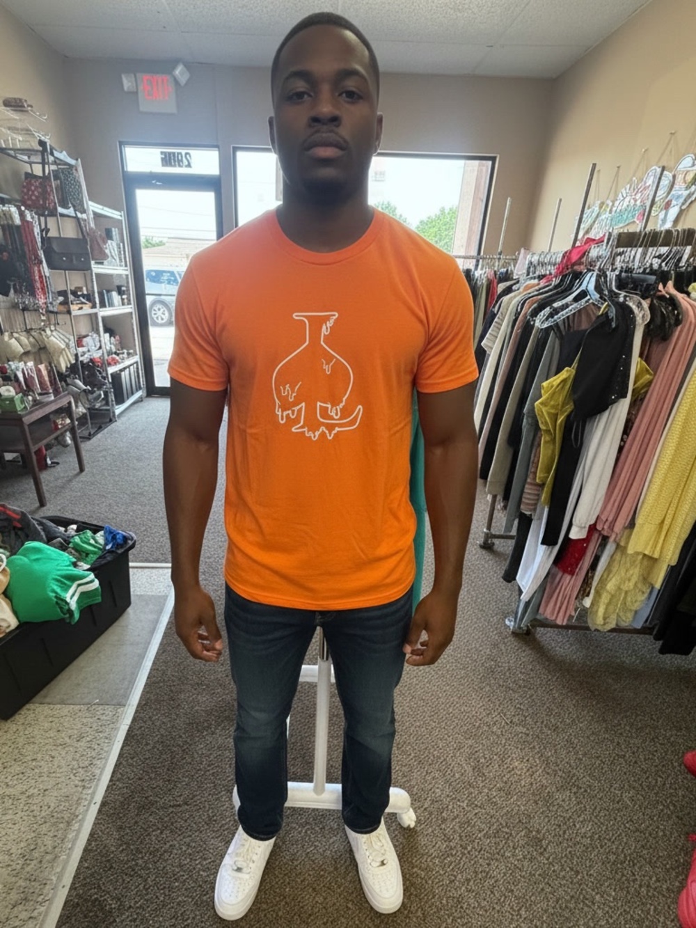 Men's Graphic Orange Crew Neck T-Shirt
